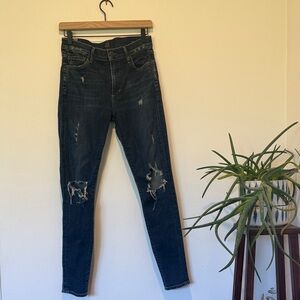 Citizens Of Humanity Dark Blue Distressed Skinny Jeans